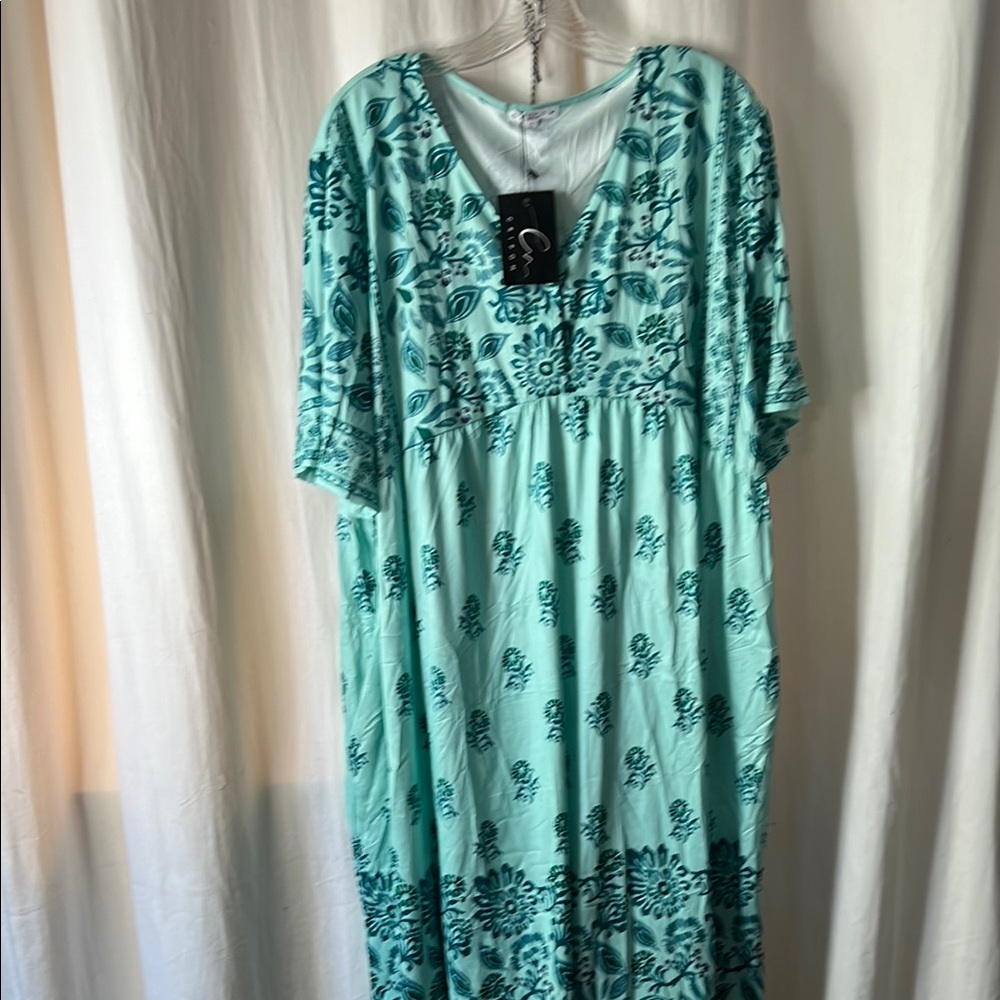 Cripom Teal Floral Maxi Dress